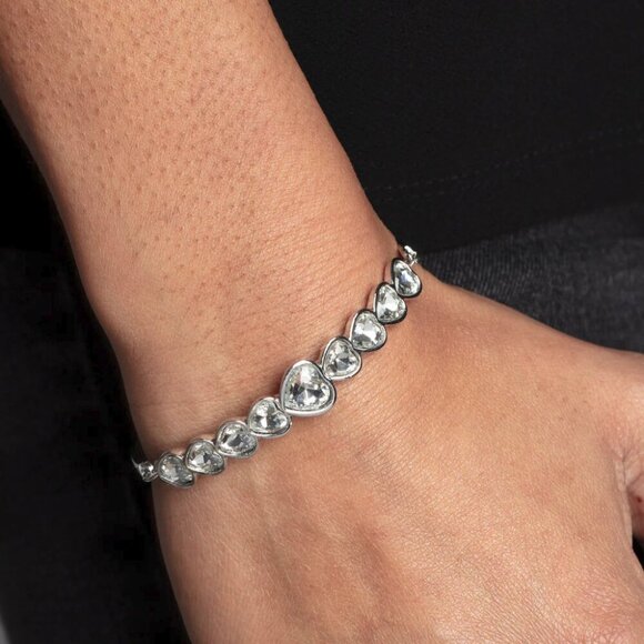 paparazzi Jewelry - Paparazzi Jewelry Accessories - Lusty Luster - White Bracelet - Vintage